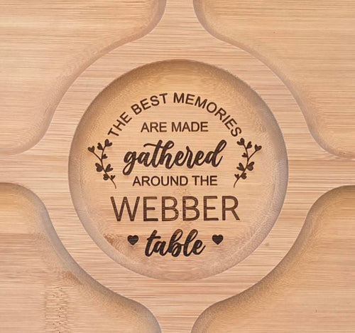 Personalized Charcuterie Board Gift – Round Bamboo Snack Tray with Custom Engraving