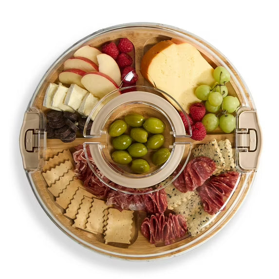 Personalized Charcuterie Board Gift – Round Bamboo Snack Tray with Custom Engraving